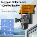 6MP 4G Solar PTZ Security Camera 360° Triple Lens Outdoor - Image 2