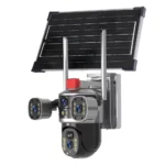 6MP 4G Solar PTZ Security Camera 360° Triple Lens Outdoor