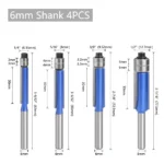 4pcs Flush Trim Router Bit Set for Woodworking - Image 6