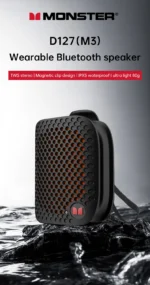 Monster M3 Magnetic Clip-On Mini Bluetooth Speaker | Wearable Portable Outdoor Speaker with Deep Bass & Mic - Image 9