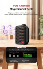 Monster M3 Magnetic Clip-On Mini Bluetooth Speaker | Wearable Portable Outdoor Speaker with Deep Bass & Mic - Image 18